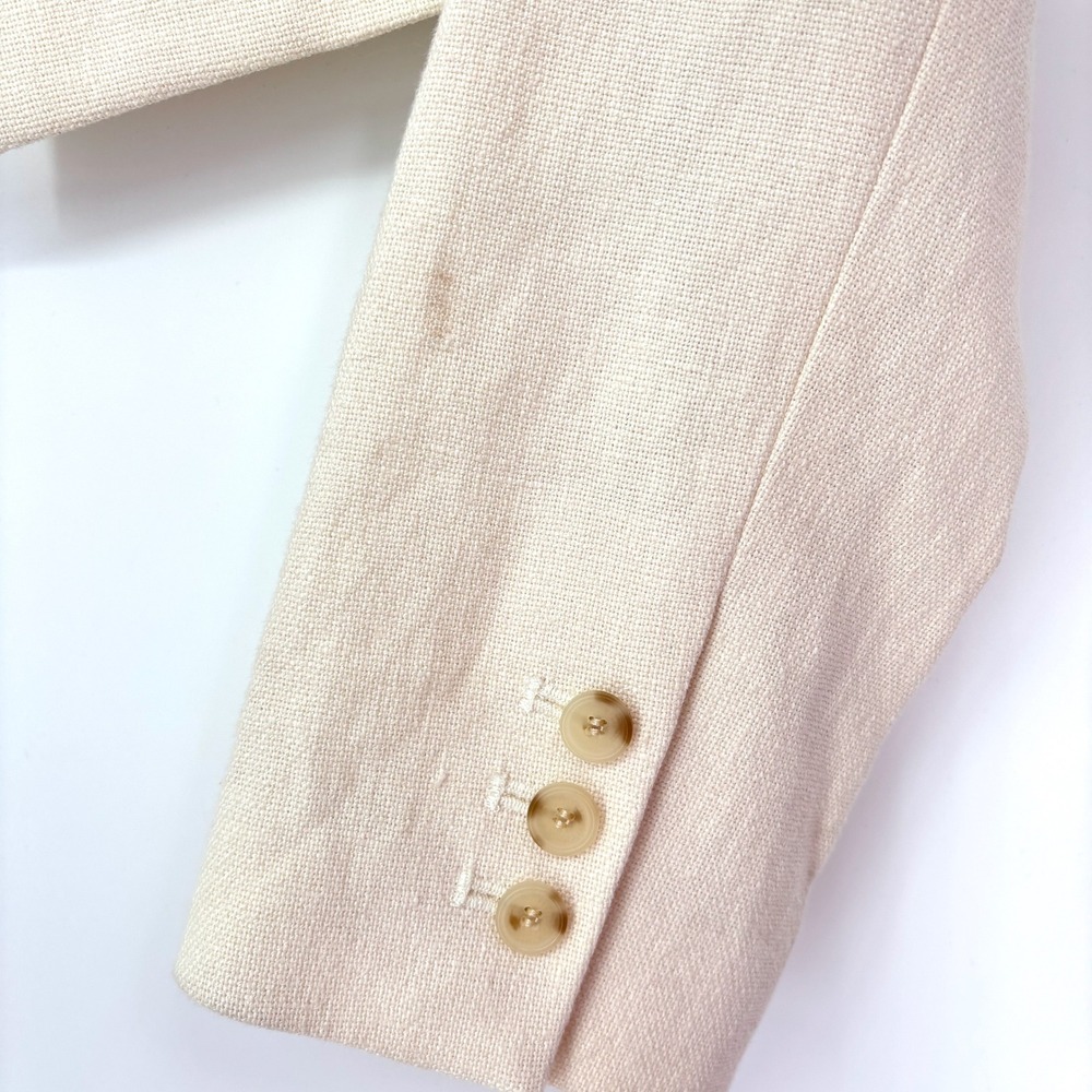 NWT ALC Andrews Cropped Open Blazer Sz 12 Cream Linen Tailored Chic *Flaw - Picture 15 of 16